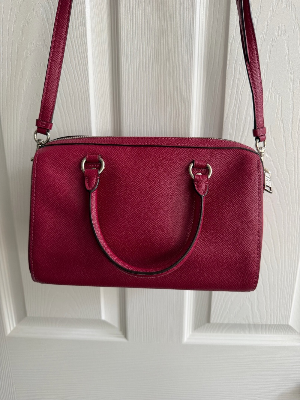 Coach Berry Pink Leather Satchel Crossbody Bag EUC - Picture 11 of 15
